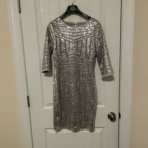 Sparkling, silver, sequin dress!